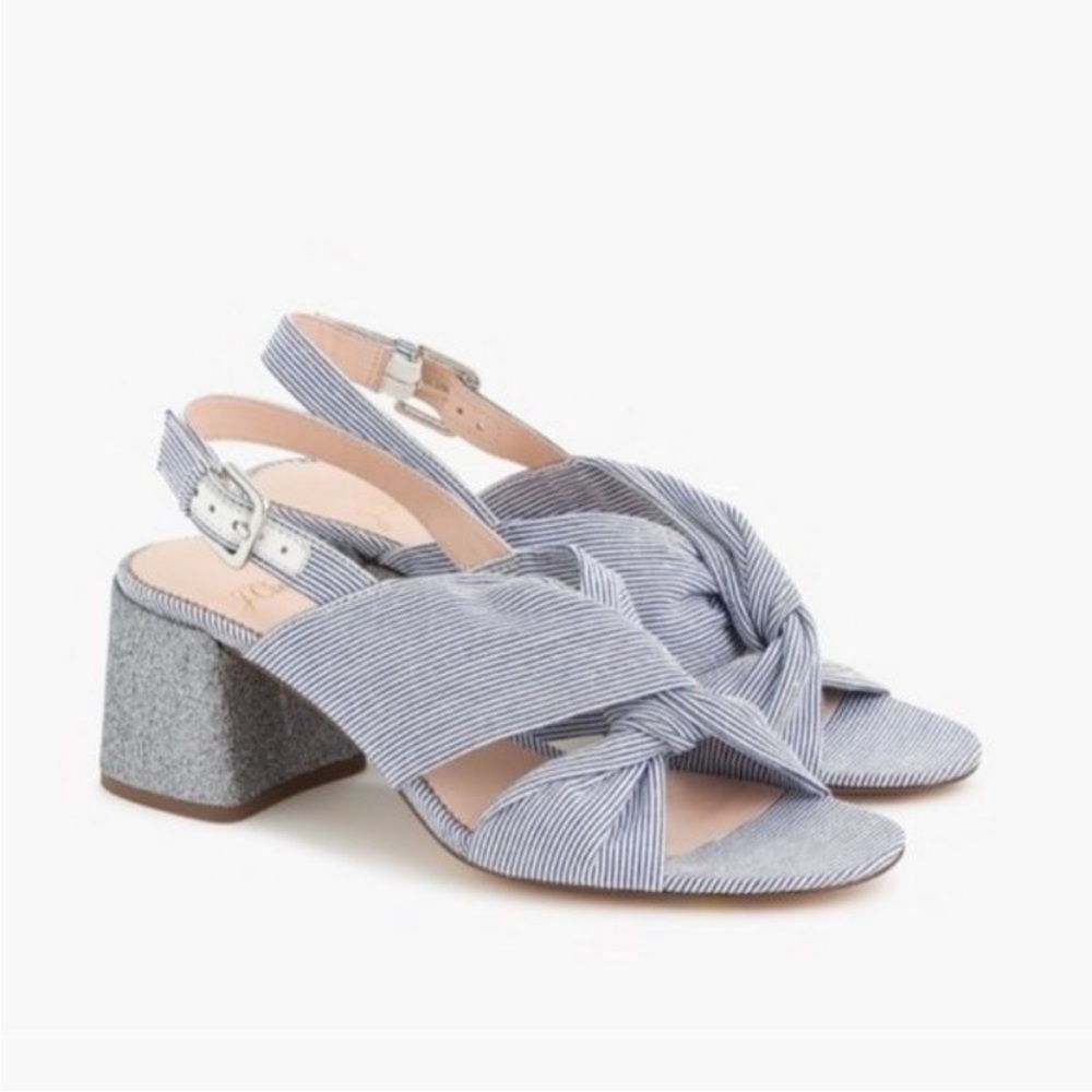 Jcrew twisted knot glitter “penny” heels sandals